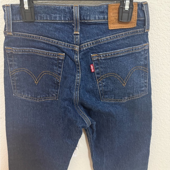 Levi's Wedgie Straight Leg 25 Jeans High Rise Premium Stretch Denim Frayed Hem - Picture 6 of 11